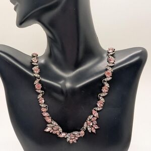Pink and Clear Rhinestone Medium Length Necklace ‼️Price is firm